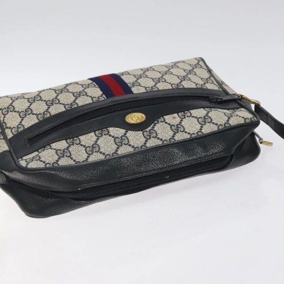 GUCCI GG Supreme Sherry Line Shoulder Bag PVC Navy Gold 14 02 005 Auth BA1764 - Picture 5 of 15